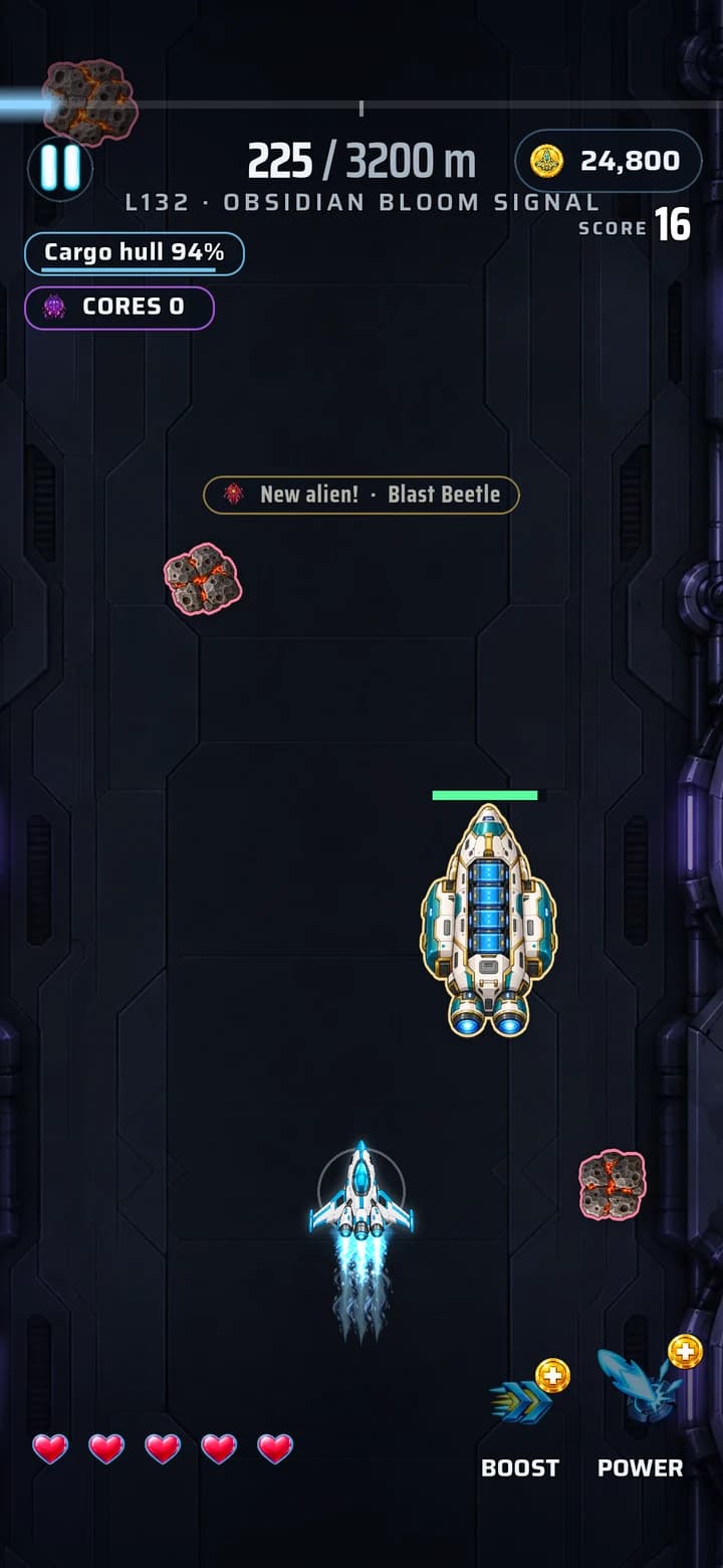 Escort: Level 132: keep the cargo ship alive.
